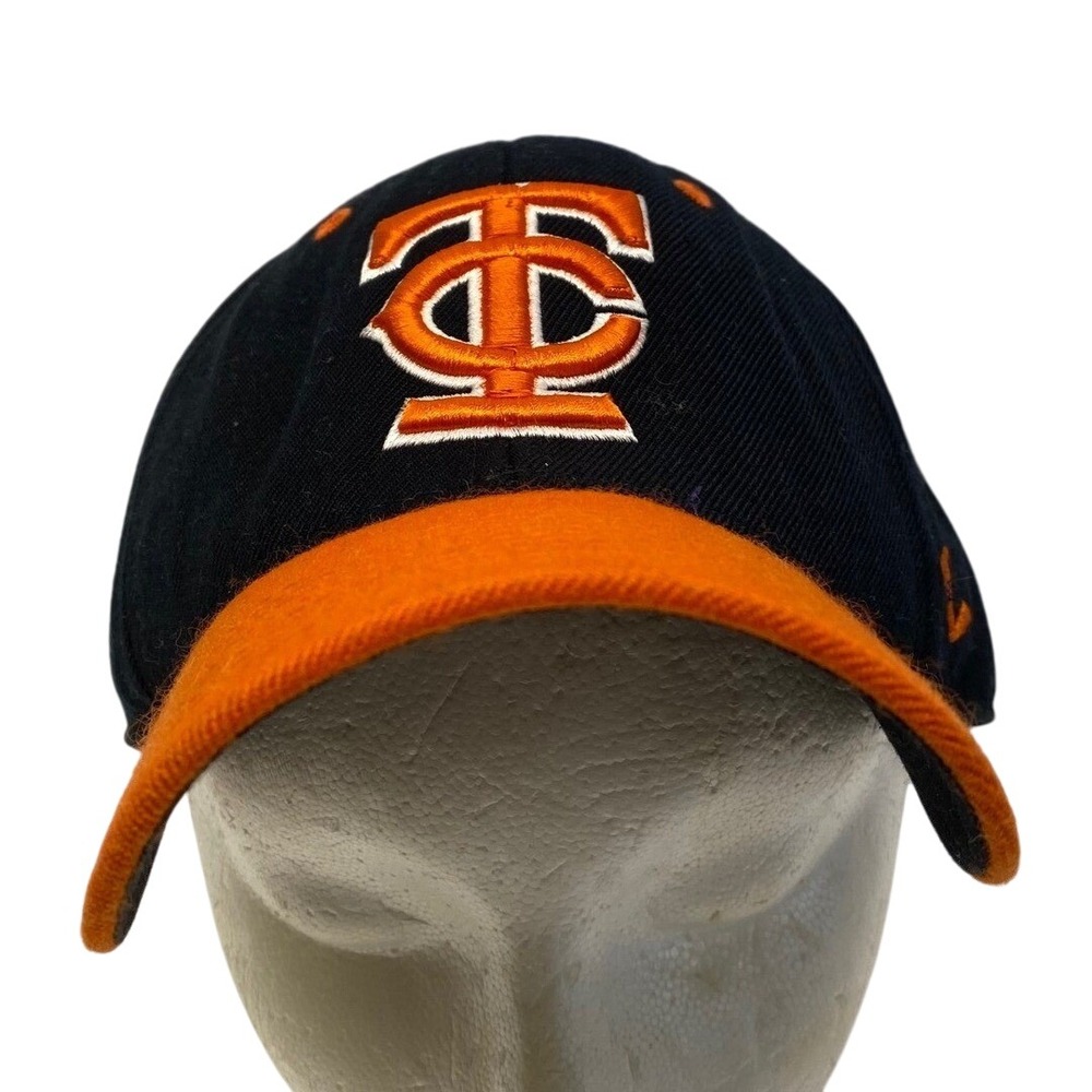 Zephyr Tusculum College Hat Baseball Cap Fitted Black Orange Men's Sz 7 5/8.